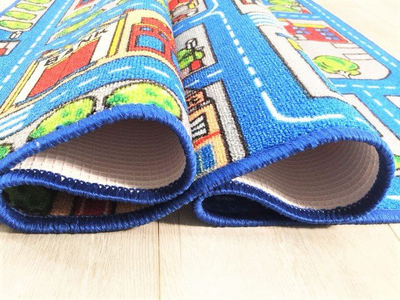 Kids Car Road Rugs City Map Play mat for Classroom/Baby Room Non-Slip Rubber Back