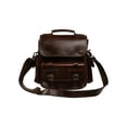thumbnail image 1 of MOCHILA CAFÉ DE PIEL CON TAPA, 1 of 4