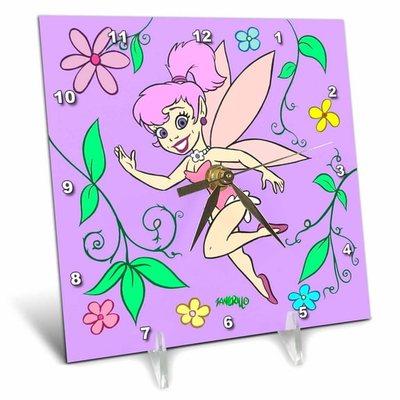 3dRose, Purple Fairy, 6x6 Desk Clock