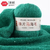 XmhyTop 50g Thin Knitting Sequined Yarn Crochet Fluffy Knitted Fashion Soft Wool Thread Sweater Shawl Beads Yarns，Emerald Green
