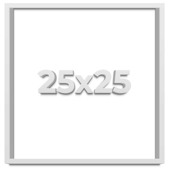 25x25 Shadow Box Frame White | 1 Inches Deep Real Wood Contemporary Shadowbox Display Frame | UV