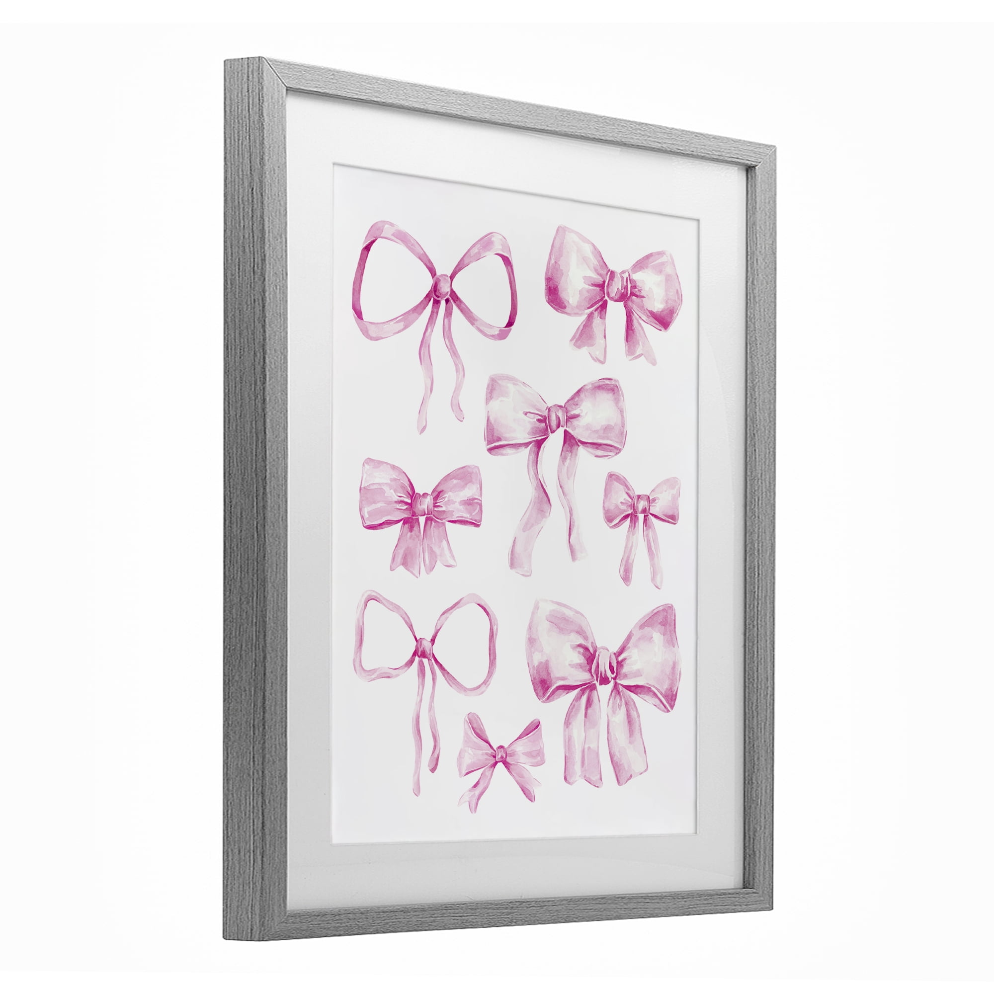 Stupell Industries Coquette Bow Collection Gray Framed Print Under Glass, design by Bethany Sandoval