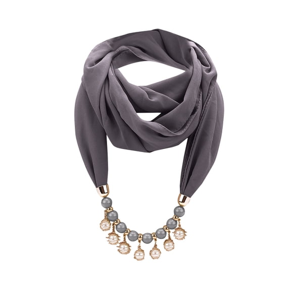IROINNID Women Cotton Linen Necklace Pendant Peal Scarf Ethnic Style Soft Necklace Scarf