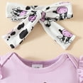 thumbnail image 5 of TOWED22 Baby Girl Clothes Summer Outfits Newborn Romper Ruffle Sleeve Infant Flower Shorts with Bow Headband Set 0-18 Months(Purple,0-3 M), 5 of 7