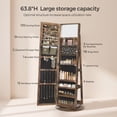 thumbnail image 3 of Nordic Hygge 360° Swivel Lockable Jewelry Cabinet with Full-Length Mirror & Rear Storage – Rustic Brown, 3 of 8