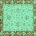 thumbnail image 1 of Ahgly Company Indoor Square Oriental Turquoise Blue Traditional Area Rugs, 6' Square, 1 of 4