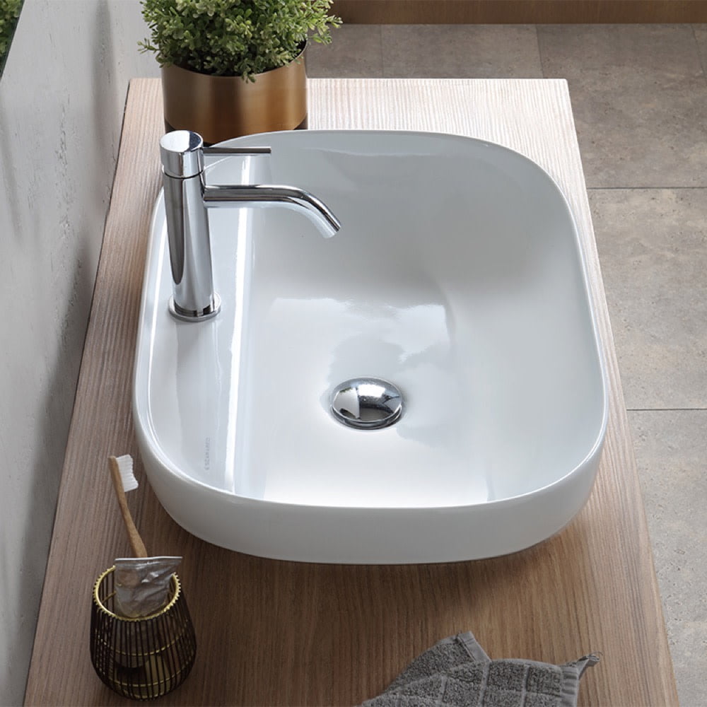 Nameeks Scarabeo 1810-One Hole Scarabeo Glam 23" Rectangular Ceramic Drop In Bathroom Sink