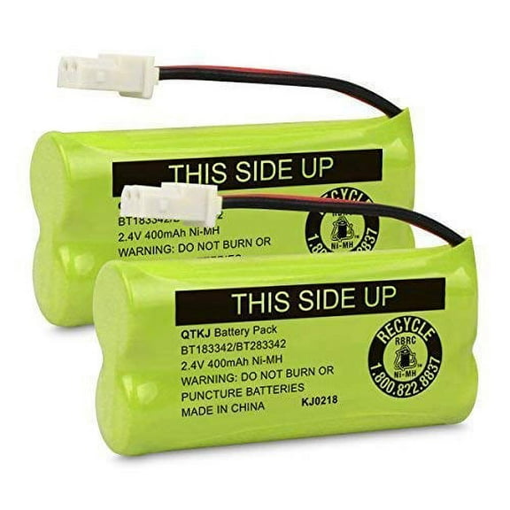 QTKJ bt183342/bt283342 Phone Battery BT166342 BT266342 BT162342 BT262342 Battery Compatible with VTech CS6114 CS6419 CS6719 AT&T EL52300 CL80112 VTech CS6719-2 Cordless Handsets (Pack of 2)
