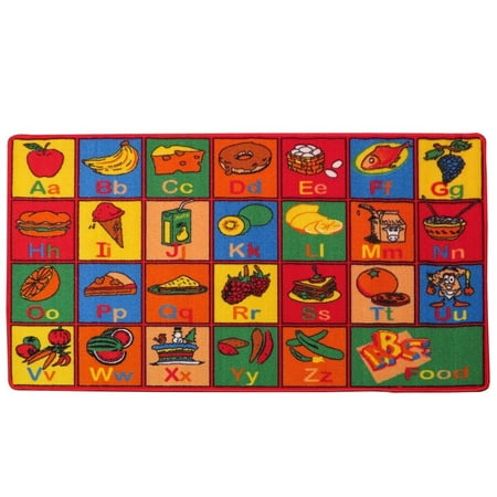 ABC Fruits Kids Area Rug 5' x 7' Children Food Carpet Playroom & Nursery - Non Skid Gel Backing (59