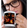 thumbnail image 2 of 3drose, Candle Lit Jack O Lanterns and Bat Decorated Glass Luminare, 15oz Two-tone Black Mug, 2 of 6