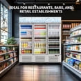 thumbnail image 6 of IdealHouse Commercial Refrigerator, Three Glass Door Display Beverage Fridge, 39 Cu ft Upright Beverage Cooler Merchandiser with Soft LED Light, Adjustable Shelves and Swivel Castors, Fast Cooling, 6 of 6