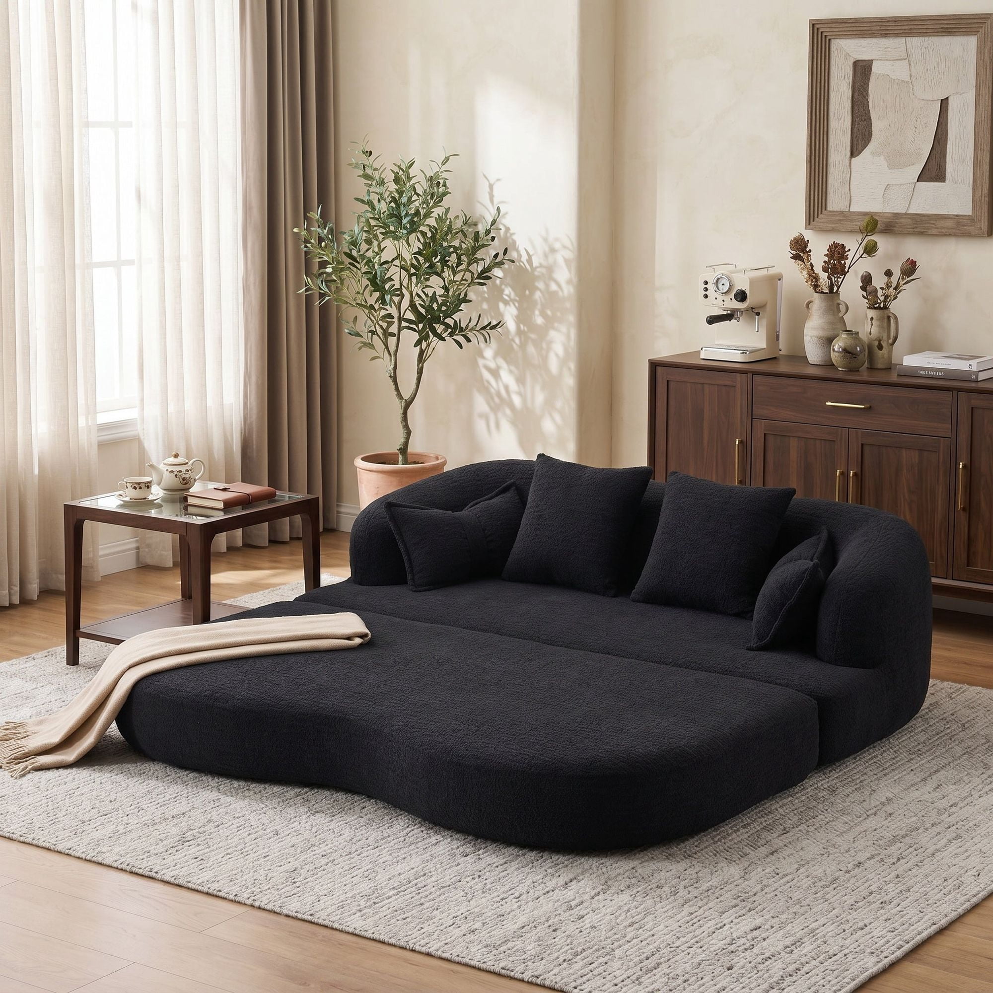Sailvan 2-in-1 Foldable Sofa Bed 70 Inch Boneless Convertible Sleeper Sofabed with 4 Pillows