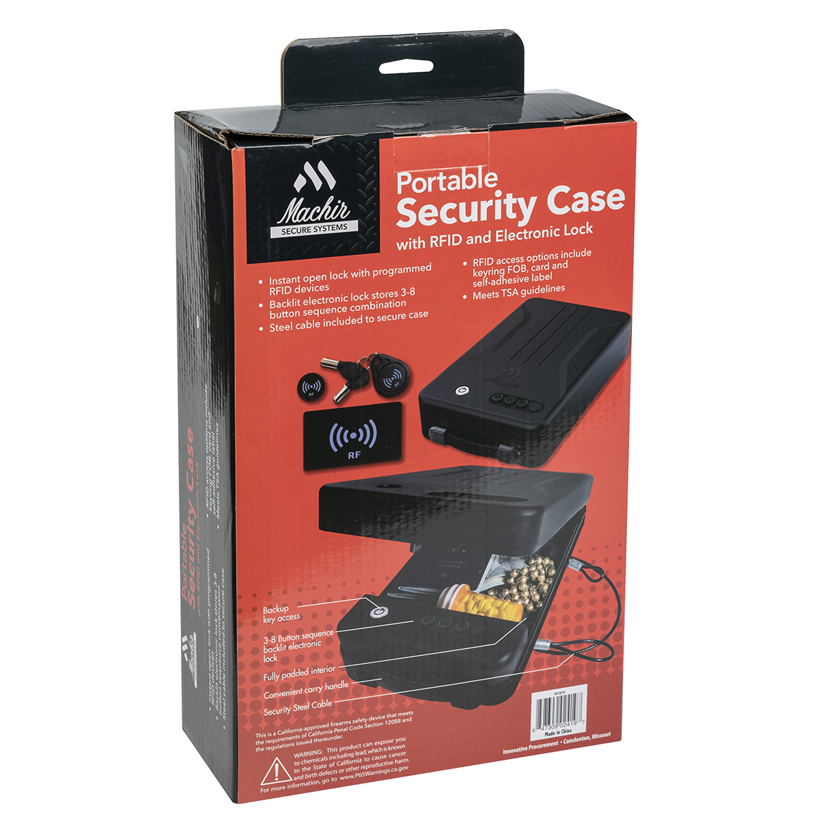Machir Deluxe Portable Radio Frequency Identification Gun Safe with Digital  Backlit Code.