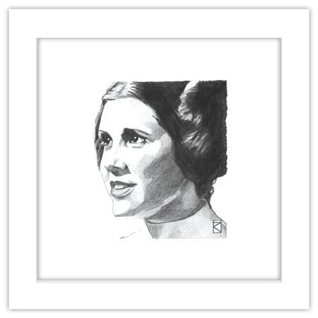 Gallery Pops Star Wars: Saga – Princess Leia Sketch Wall Art White Framed Version 12 x 12