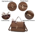 thumbnail image 5 of Brown crossbody bags women handbags ladies hand bags square bag Women's Silk Scarf Handle PU Leather Flap Shoulder Bag, 5 of 7