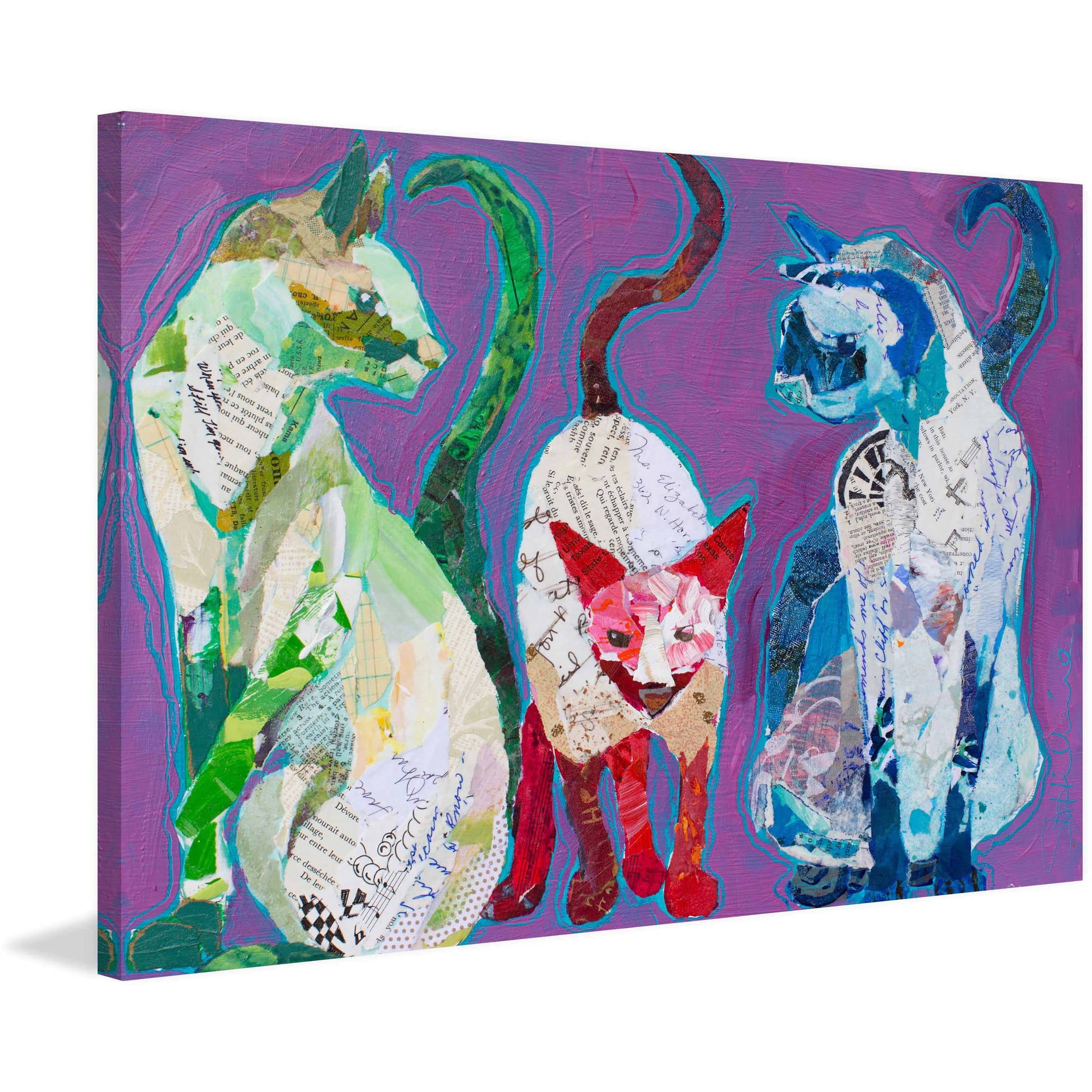 "Trois Chats" Painting Print on Wrapped Canvas