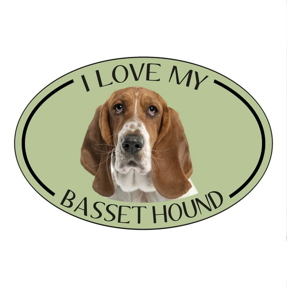 I Love my Basset Breed Oval Magnet