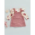 thumbnail image 3 of Kiapeise Newborn Baby Girl Clothes Long Sleeve Sweet Flower Bodysuit Romper and Corduroy Overall Dress Outfits, 3 of 7