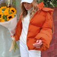 thumbnail image 5 of Vedolay Winter Coats for Women Button Plush Tops Hooded Loose Cardigan Coat Winter Jacket Orange,M, 5 of 5