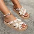 thumbnail image 2 of Women Espadrilles Platforms Sandals Wedge Canvas Open Toe Slippers Vintage Heel Solid Color on Summer Dress Comfortable Trendy Breathable Non Vacation Walking Shoes, 2 of 9