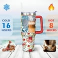 thumbnail image 4 of 40oz Pioneer Tumbler with Handle Lid and Straw,Colorful Floral Tumblers Gifts for Women Girls Men Adults（Red）, 4 of 7