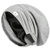 YANIBEST Silk Satin Bonnet Hair Cover Sleep Cap - Light Gray Adjustable Silk Lined Slouchy Beanie Hat for Night Sleeping,M