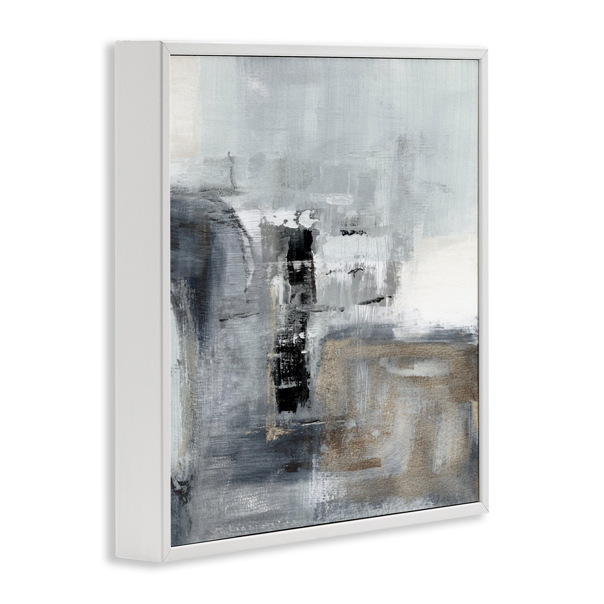 Stupell Industries Still Waters Monochrome Abstraction White Framed Giclee Art, design by Susan Jill