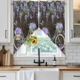 thumbnail image 6 of Purple Flowers Swag Curtains for Kitchen/Bedroom/Living Room, Weeping Spring Floral Bicycle Wooden Farmhouse Scalloped Curtains 63 Inch Long, Window Swag Topper Curtains Valances 2 Panels Set 36"x63", 6 of 8