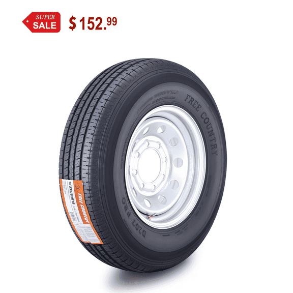 Free Country Trailer Tire Wheel Assembly ST235/80R16 10-Ply E 124M 8 Lug on 6.5" PCD Silver Mod Rim