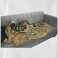 thumbnail image 6 of Vintage Soft Flannel Fleece Blanket, Drawing of Nostalgic Gramophone Vinyl Rose Petals Leaves with Retro Music Banner, Cozy Plush for Indoor and Outdoor Use, 70" x 90", Orange Black, by Ambesonne, 6 of 6