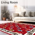 thumbnail image 2 of ODIKA 3'x5' Machine Washable Non-Slip Area Rug, Enchanted Nutcracker Parade Whimsical Seasonal Entrance High Traffic Rug with Pad, Red, 609862, 2 of 8