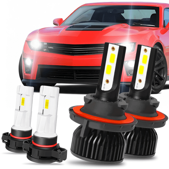 For 2010 2011 2012 2013 Chevy Camaro H13 LED Headlight 5202 Fog Light Bulbs Kit 6000K White 4Pack