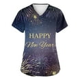 thumbnail image 2 of Garbnen Happy New Year Print Top Scrubs for Women Plus Size Stretch V Neck Short Sleeve Woman's Shirts Xmas Valentine's Day Holiday Prints Nurse Uniforms, 2 of 6