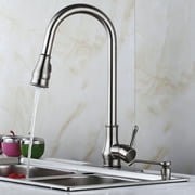 18" Contemporary Sink Faucet Pull-Out Spray Swivel Spout Dispenser Cover