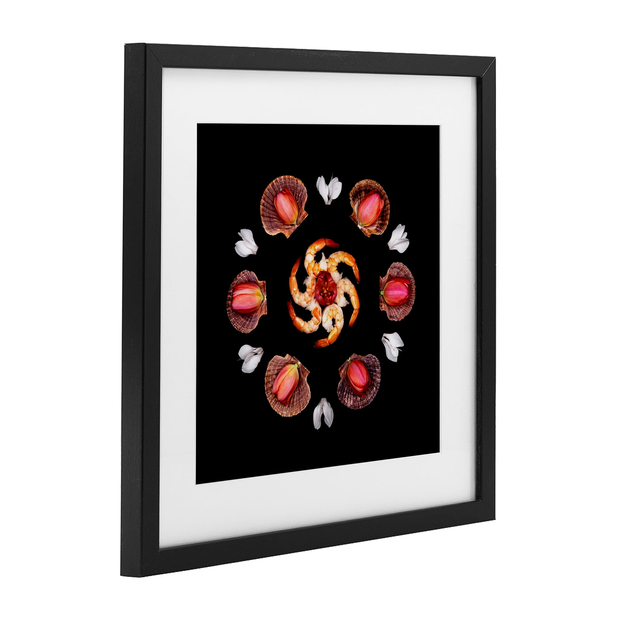 Stupell Industries Seashells & Tulips Symmetry Black Framed Print Under Glass, design by Beth Adoette
