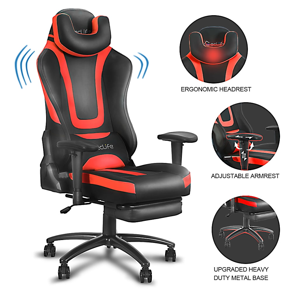 gaming chair with footrest for kids ergonomic computer chair with massage  lumbar support large size pu leather swivel desk office chair 90135