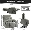 thumbnail image 3 of LEGAHOME Oversize Lift Recliner Chair, Electric Power Lift Chair with Heated and Massage Function, Large Fabric Recliner with Remotes & Cup Holders, Wide Seat Lounge Sofa for Big and Tall, Gray, 3 of 12