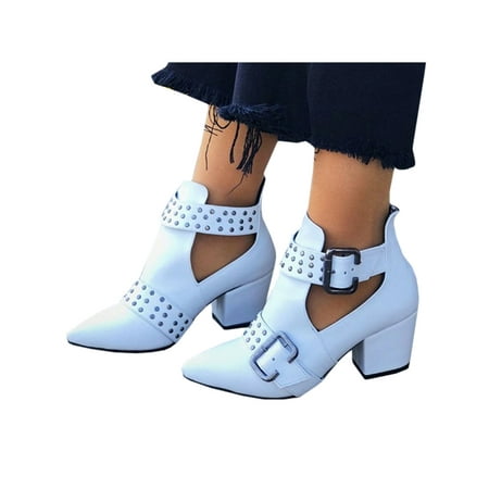 block heel cut out ankle boots