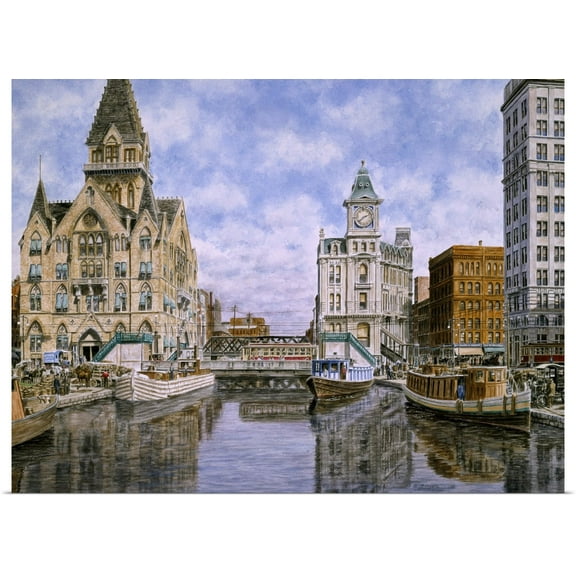 Great BIG Canvas | Rolled Stanton Manolakas Poster Print entitled Dewitt Clinton Square, Ca. 1907, Syracuse Ny