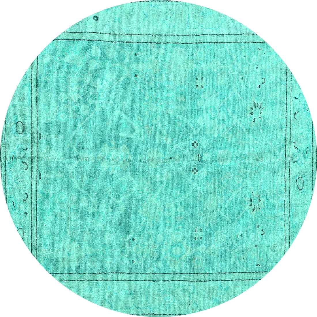 Ahgly Company Indoor Round Oriental Turquoise Blue Traditional Area ...