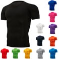 thumbnail image 2 of Camiseta de compresión para hombre para correr de secado rápido, traje de fútbol transpirable, ropa deportiva ajustada para fitness, camiseta de manga corta para montar a caballo, entrenamiento, 2 of 5