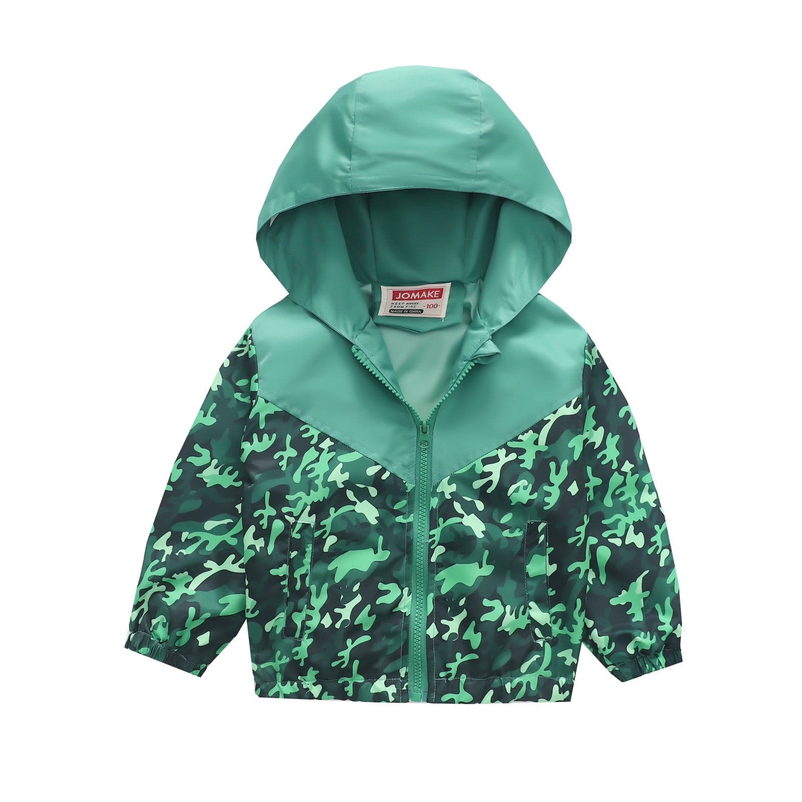Location Junior Boys Goggle Hooded Rain Jacket Green Camo 