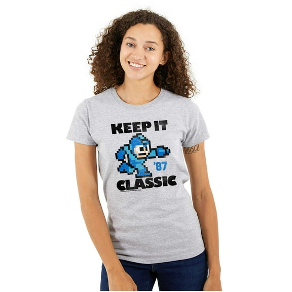 Mega Man Keep it Classic 80s Gaming Women's T Shirt Ladies Tee Brisco Brands S