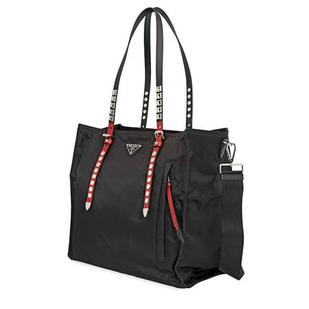 Prada Nylon Tote - Prada Nylon Tote- Black/Fiery Red