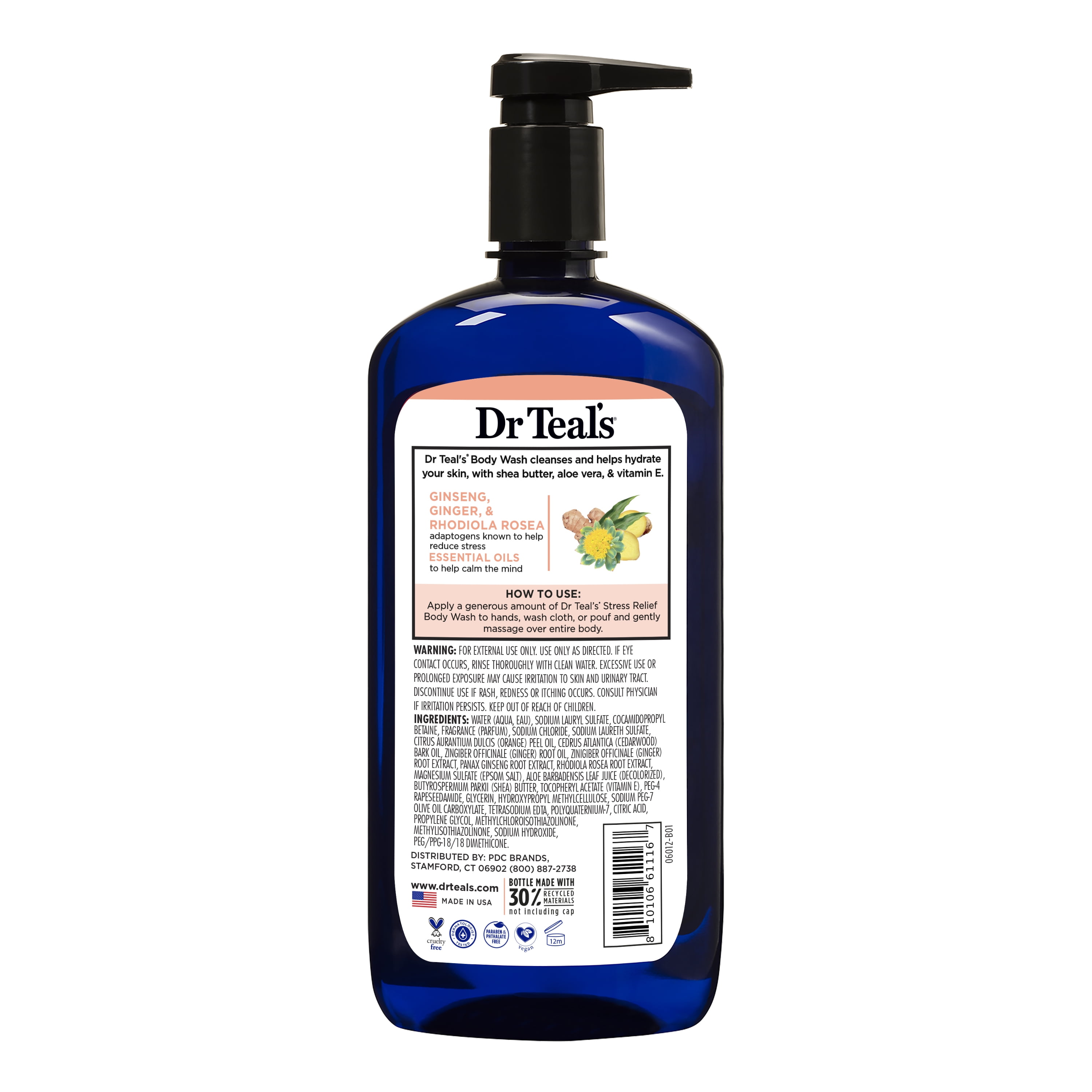 Dr Teal's Stress Relief Body Wash with Ginger, Ginseng, Rhodiola Rosea - 24 fl oz