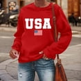 thumbnail image 2 of Charmgo Clearance Womens Sweatshirt, Women's Autumn Round Neck American Flag USA Print Shirt Loose Casual Hooded Sweatshirt Graphic Hoodies, USA Sweatshirt for Women Red L, 2 of 6