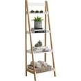 thumbnail image 3 of 4-Tier Ladder Bookshelf with Solid Bamboo Wood Multifunctional Display Bookcase Ladder Shelf freestanding for Home Office White Shelf, 3 of 6