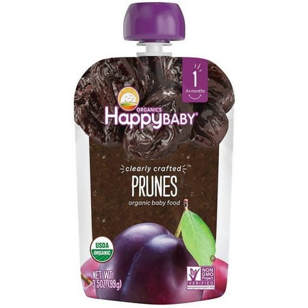 Nurture Inc. (Happy Baby), Organic Baby Food, Stage 1, Clearly Crafted, Prunes, , 4 + Months, 3.5 oz (pack of 4)