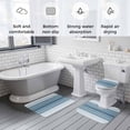 thumbnail image 6 of Minimalist Bathroom Rugs Set Country Haze Blue Gradient Stripes Non Slip Absorbent Soft Bath Mats 3 Piece Set with Bathroom Rug, U-Shaped Floor Mat, Toilet Seat Cover Large Size, 6 of 9