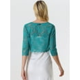 thumbnail image 4 of DARING DIVA Leisure Allover Floral Lace Crop Shrug Cardigan XS Malachite Green, 4 of 6